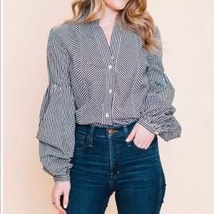 Regenbogen Gingham Top with Puffy Sleeve L